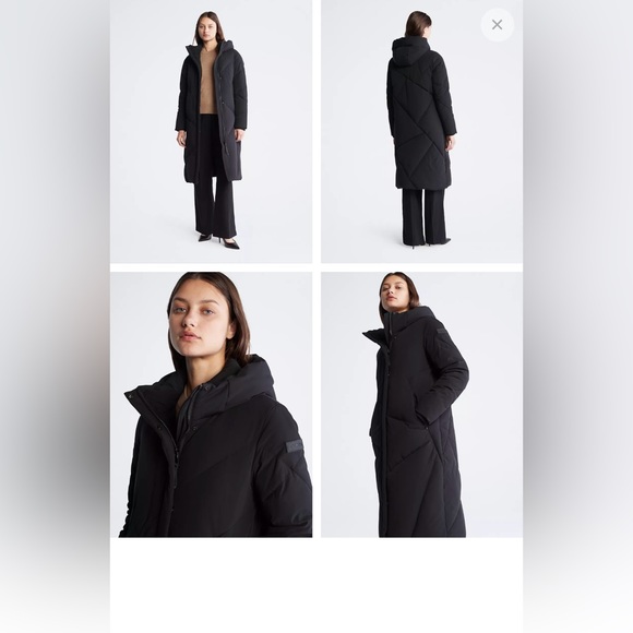 Black Quilted Maxi CK Women Puffer Jacket - Picture 3 of 5